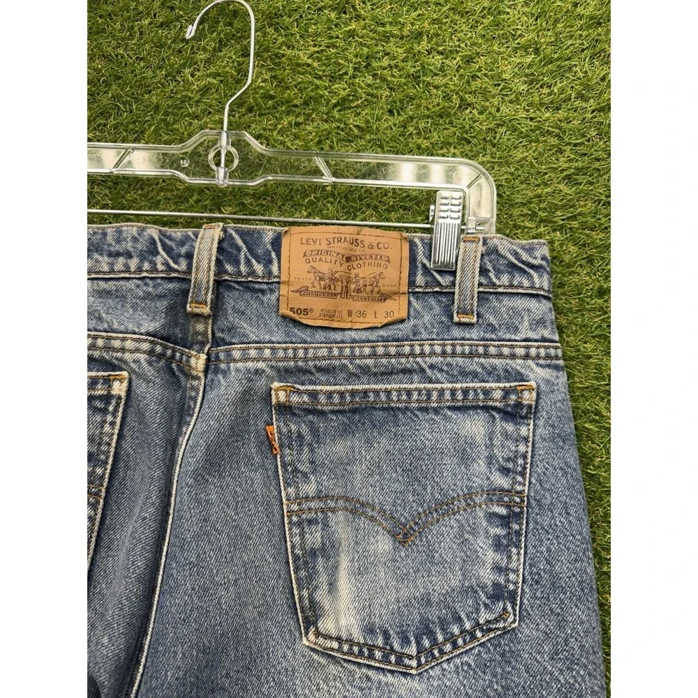 Vintage Levis 505 Jeans Mens 36x30 Orange Tab Medium Wash Faded 1994 90 Workwear